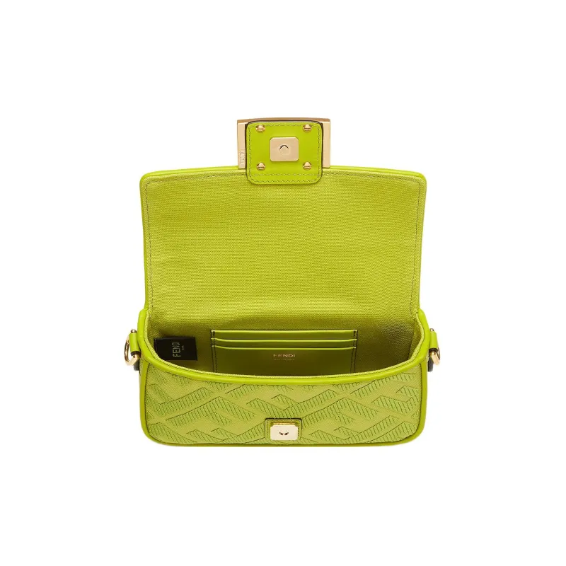 FENDI Baguette Canvas Portable Crossbody Bag Shoulder Bag Mini Women's Sprout Green-3