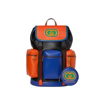 GUCCI Leather Backpack Men's Orange/Black