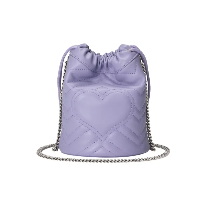 GUCCI GG Marmont Leather Bucket Bags Crossbody Bag, Shoulder Bag Mini Women's Light Purple-1