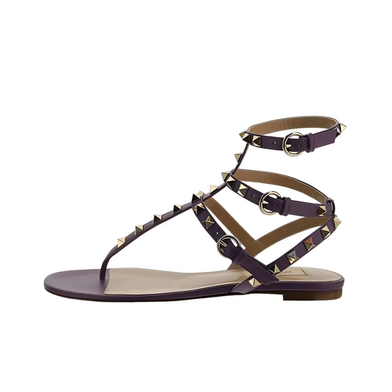 Valentino Rockstud One Strap Sandals Women's Purple-0