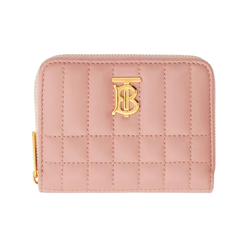 Burberry Lola Lola Bag Quilting Lambskin Wallet Small Size Women's Dark Pink-0