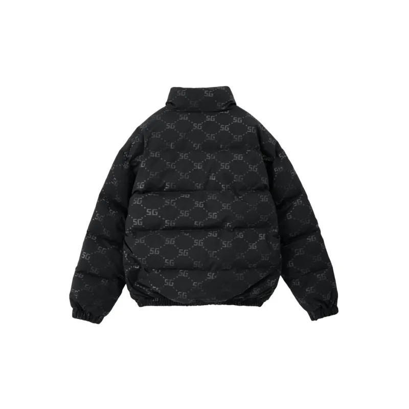 SPRAYGROUND Animal Pattern Letter Lapel Loose Fit Down Jacket Unisex Black-1