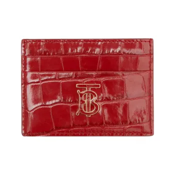 Burberry Shiny Calfskin Card Holder Women's Deep Red