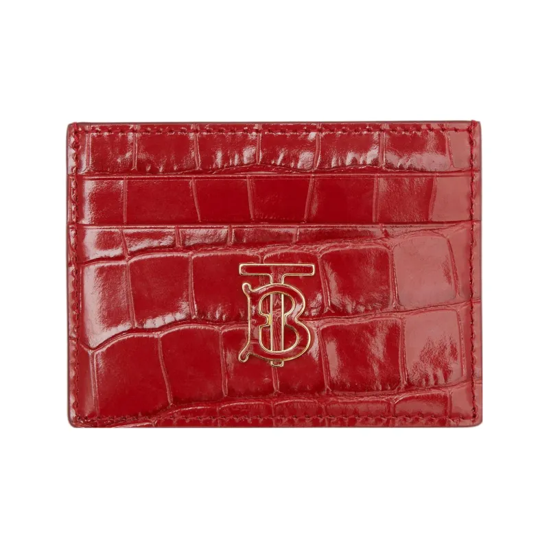 Burberry Shiny Calfskin Card Holder Women's Deep Red-0
