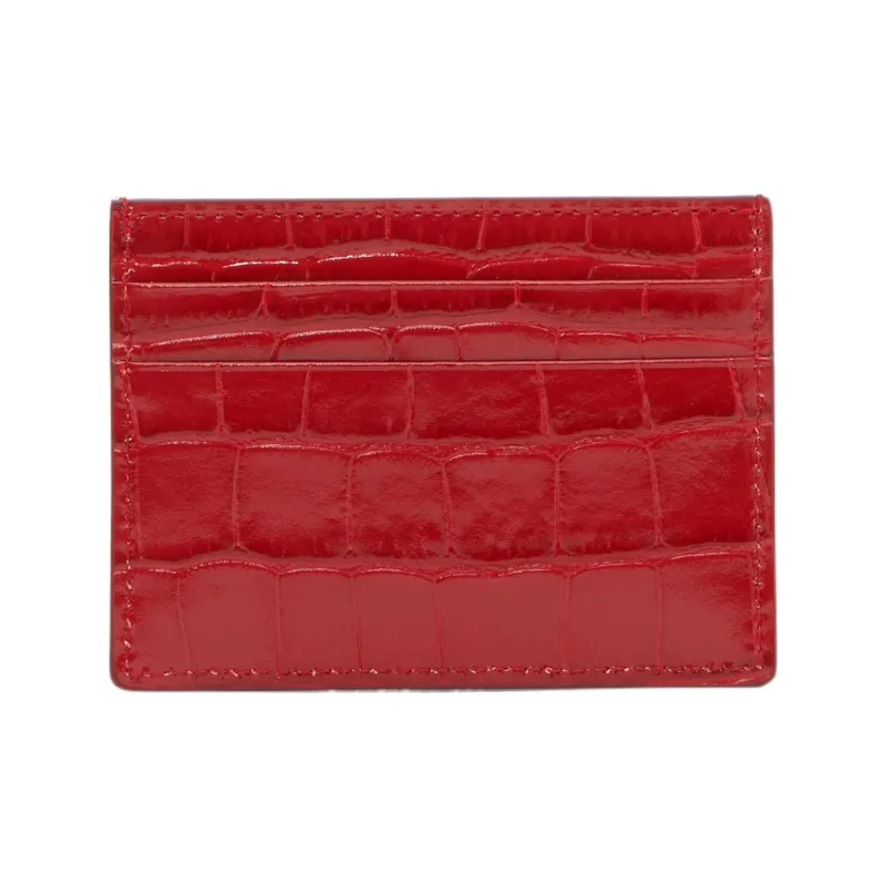 Burberry Shiny Calfskin Card Holder Women's Deep Red-2