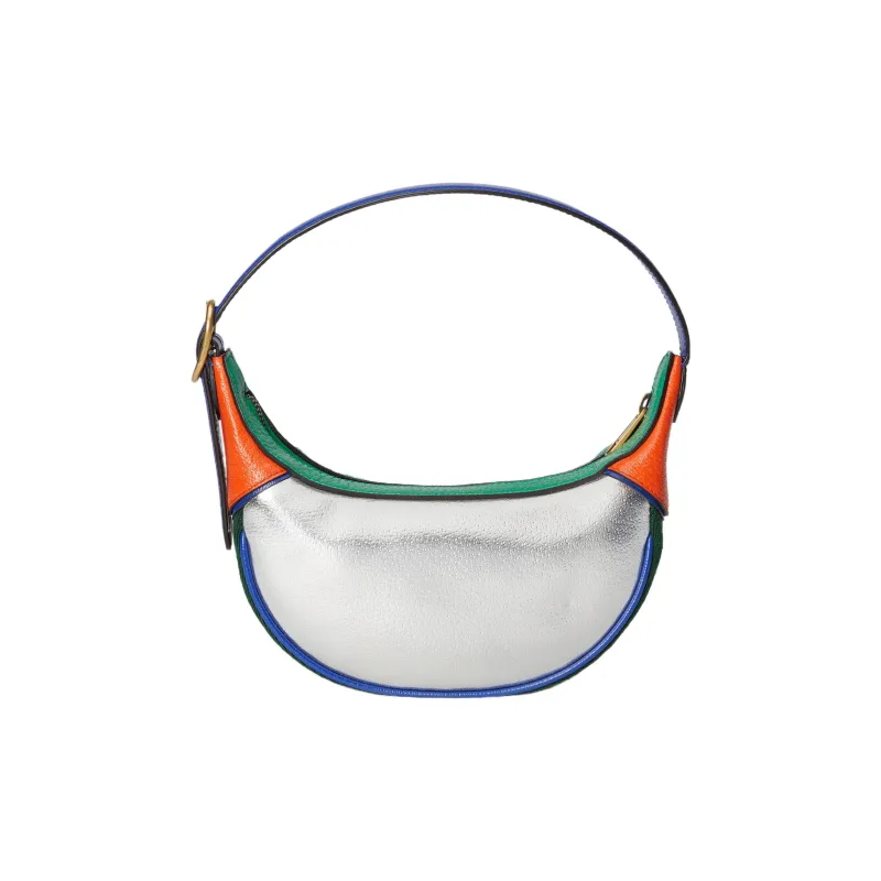GUCCI Leather Crossbody One Shoulder Handbag Mini Men's Silver/Orange-3