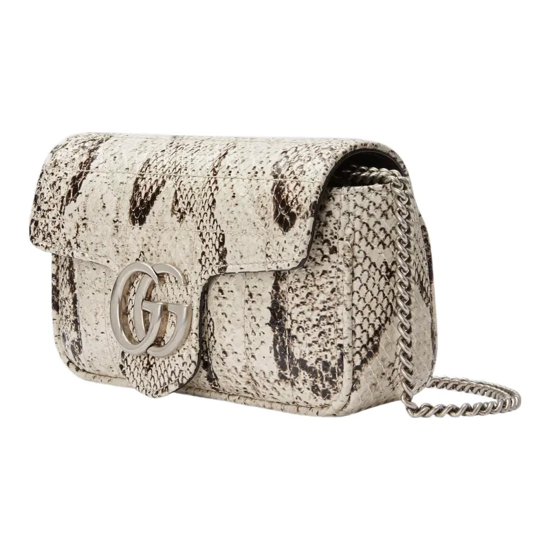 GUCCI GG Marmont Python Skin Crossbody Bag Shoulder Bag Women's Beige-2
