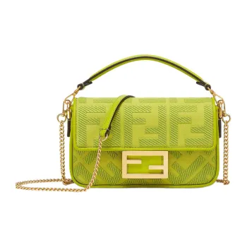 FENDI Baguette Canvas Portable Crossbody Bag Shoulder Bag Mini Women's Sprout Green
