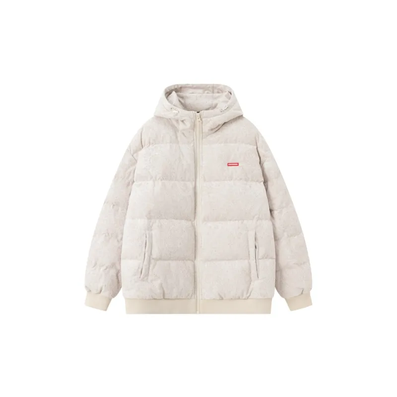 SPRAYGROUND Animal Pattern Hooded Loose Fit Down Jacket Unisex Ecru-1