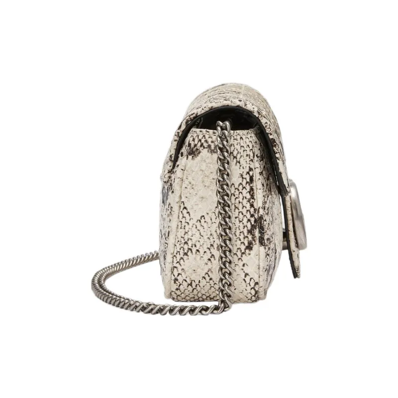 GUCCI GG Marmont Python Skin Crossbody Bag Shoulder Bag Women's Beige-3