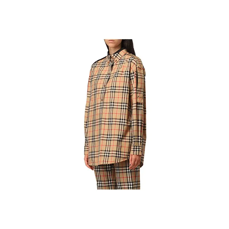 Burberry Oversized Check Shirt Beige-2