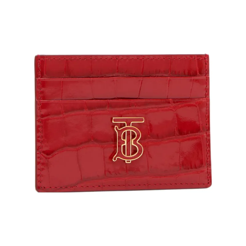 Burberry Shiny Calfskin Card Holder Women's Deep Red-1