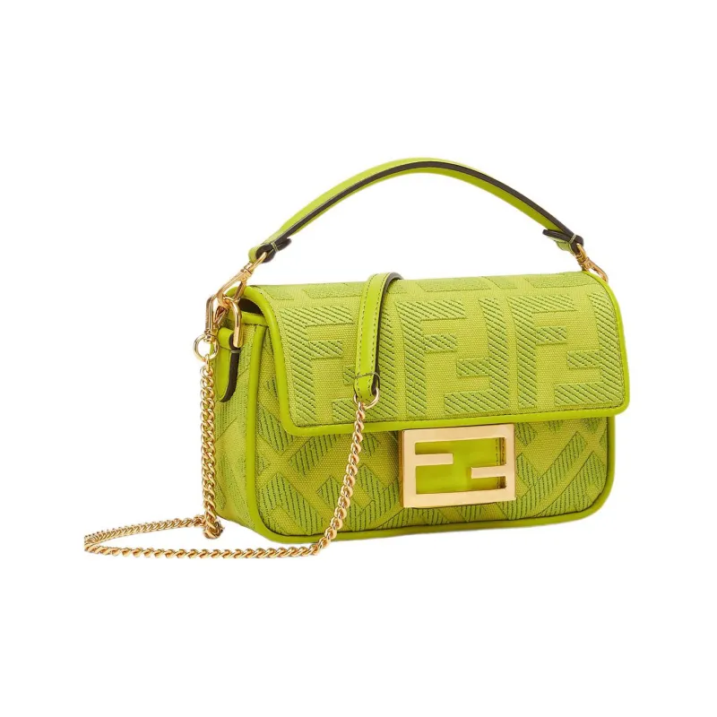 FENDI Baguette Canvas Portable Crossbody Bag Shoulder Bag Mini Women's Sprout Green-1