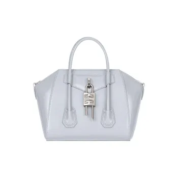 GIVENCHY Antigona Lock Calfskin Handbag Small Size Women's Light Gray