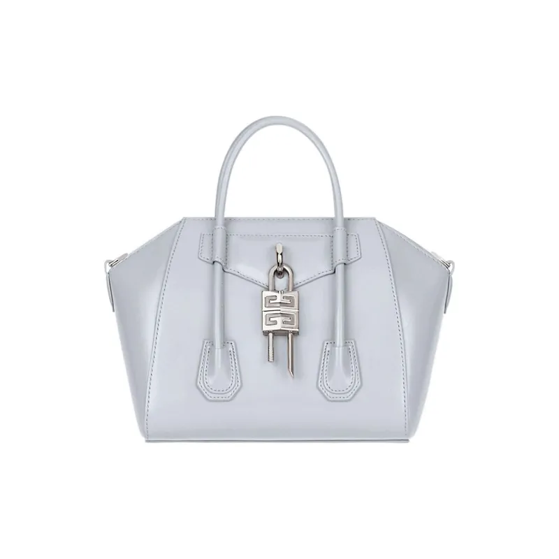GIVENCHY Antigona Lock Calfskin Handbag Small Size Women's Light Gray-0