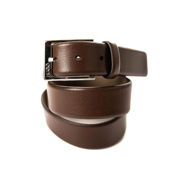 HUGO BOSS Pin Buckle Fashion Casual Cow Leather Belt Men's Brown Width: 3.5cm-1