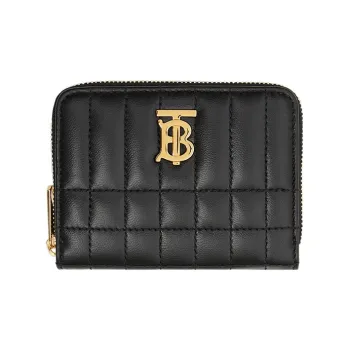 Burberry Quilted Leather Lola Zip Wallet Black /Light Gold