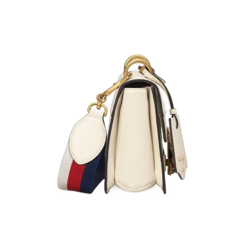 GUCCI Queen Margaret Leather Shoulder Bag, Crossbody Bag Trumpets Women's White-3