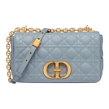 DIOR Caro Cow Leather Handheld Shoulder Bag Crossbody Bag Medium Size Women's Powder Blue/Haze Blue