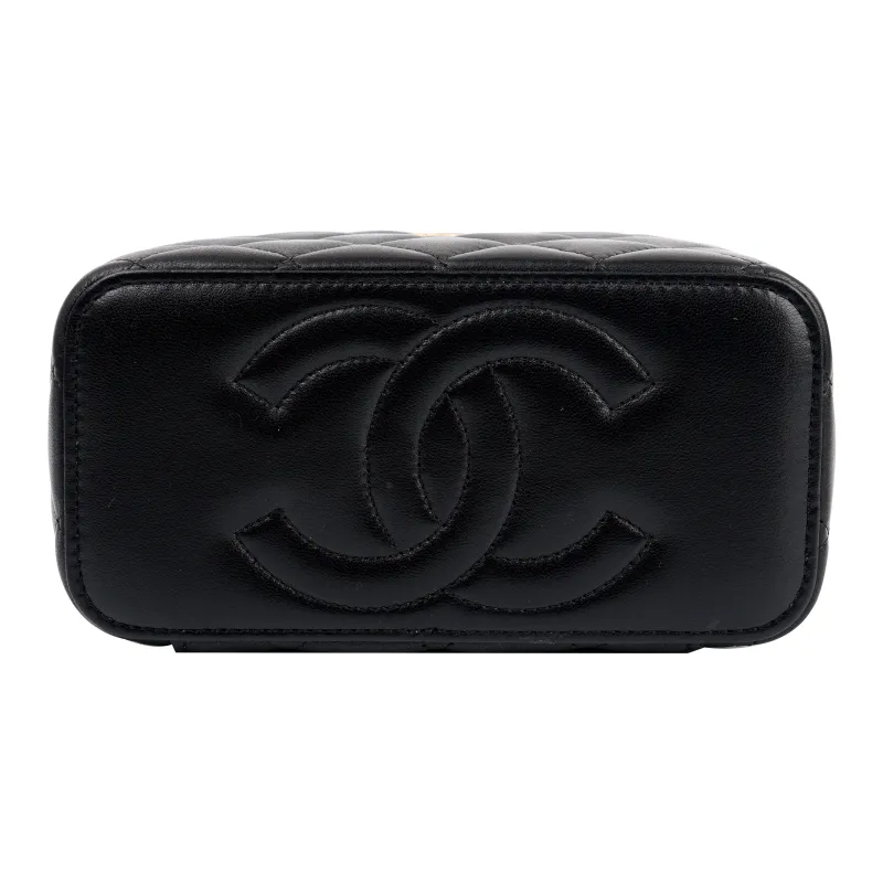 CHANEL 22K Autumn And Winter Gold Metal Box Bag, Makeup Bag, Crossbody Bag, Shoulder Bag Women's Black-3