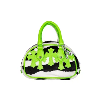 Chrome Hearts Horsehair Bowling Bag Gym Bag Portable Crossbody Bag Shoulder Bag Mini Women's Black/White/Avocado Green