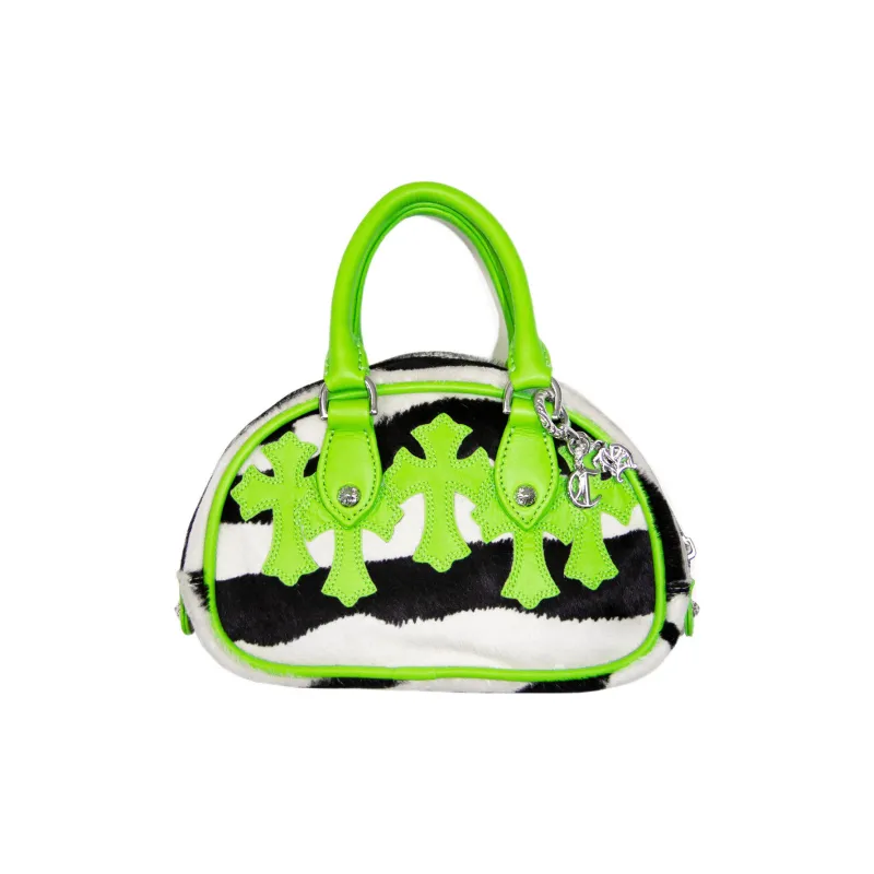 Chrome Hearts Horsehair Bowling Bag Gym Bag Portable Crossbody Bag Shoulder Bag Mini Women's Black/White/Avocado Green-0