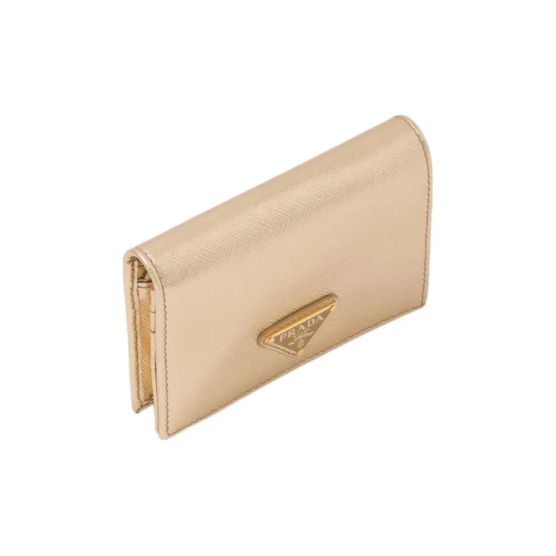 PRADA Saffiano Leather Wallet Small Size Women's Gold-1