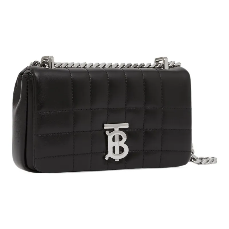 Burberry Quilted Leather Mini Lola Crossbody Bag Black/Silver tone-2