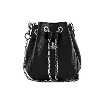 Vivienne Westwood PU Recyclable Polyurethane Bucket Bag Handbag Shoulder Bag Crossbody Bag Small Size Women's Black