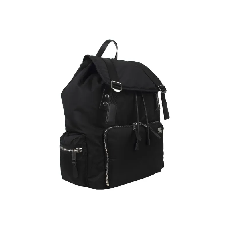 Burberry Fabric With Leather Backpack Large Size Men's Black-1