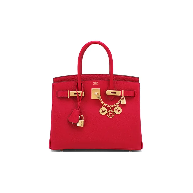 HERMES Birkin Epsom Leather Birkin Bag Handbags Women's Q5 Rouge Casaque National Flag Red-0