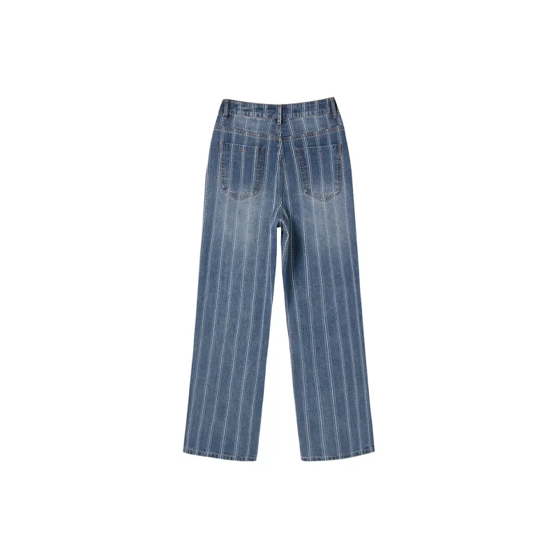SEENFAAN Straight Jeans Women's Denim Blue-1