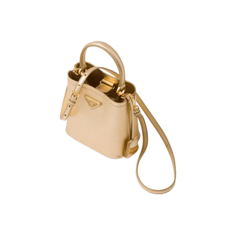 PRADA Panier Leather Bucket Bag Tote Bag Shopping Bag Shoulder Bag Crossbody Bag Handbag Mini Women's Platinum-2