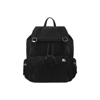 Burberry Fabric With Leather Backpack Large Size Men's Black