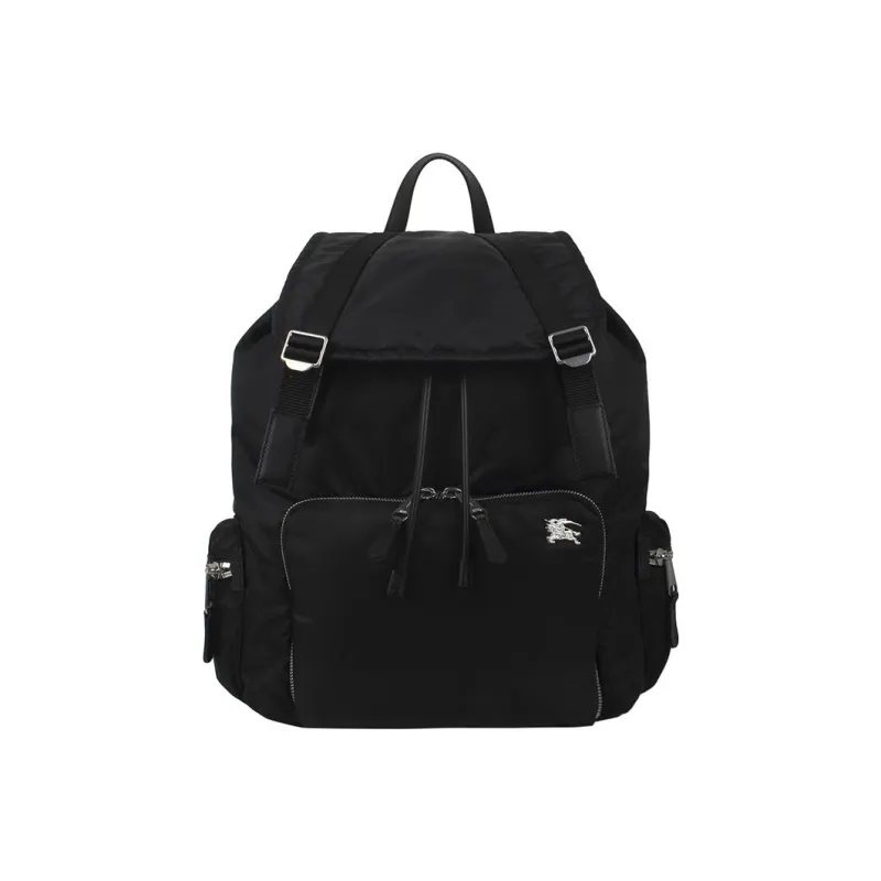 Burberry Fabric With Leather Backpack Large Size Men's Black-0