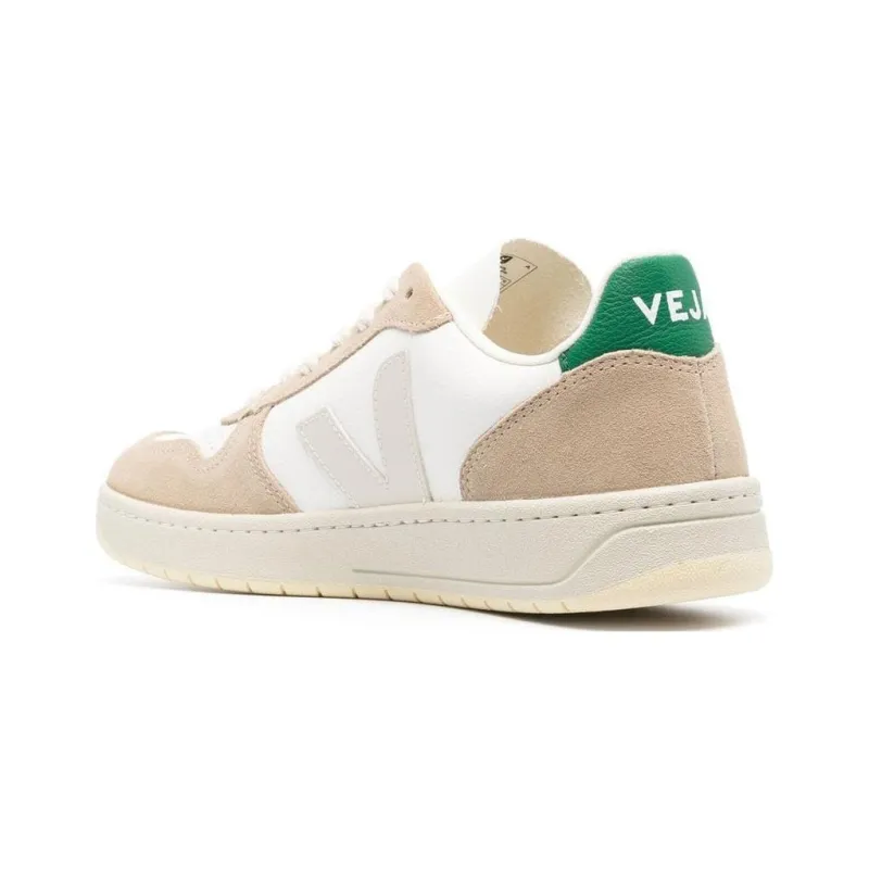VEJA V 10 Chromfree Low Top Sneakers 'White Beige Green'-4