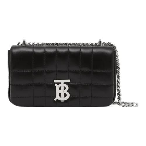 Burberry Quilted Leather Mini Lola Crossbody Bag Black/Silver tone
