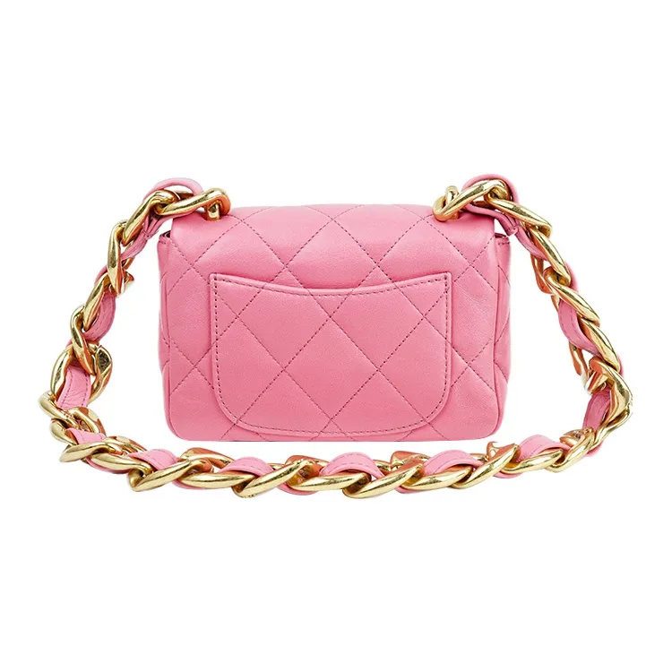 CHANEL 22SS Sheepskin Flap Bag, Shoulder Bag, Crossbody Bag Mini Women's Coral Pink-2