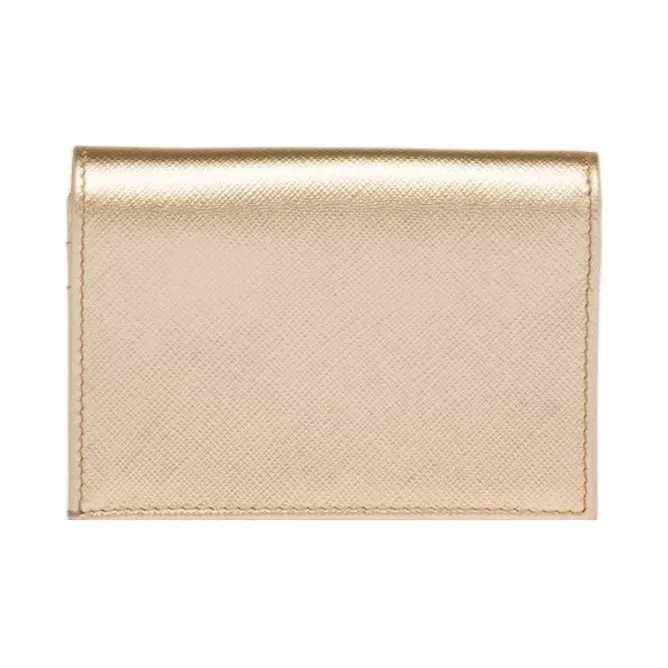 PRADA Saffiano Leather Wallet Small Size Women's Gold-2