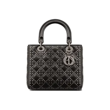 DIOR Lady Dior Lambskin Daisie Bag Shoulder Bag Crossbody Bag Handbag Medium Size Women's Black