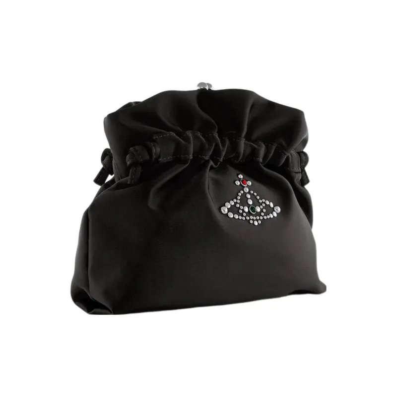 Vivienne Westwood Leather One Shoulder Crossbody Clutches Small Size Women's Black-2