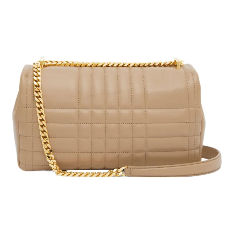 Burberry Lola Lola Bag Lambskin Shoulder Bag Crossbody Bag Medium Size Women's Khaki-3