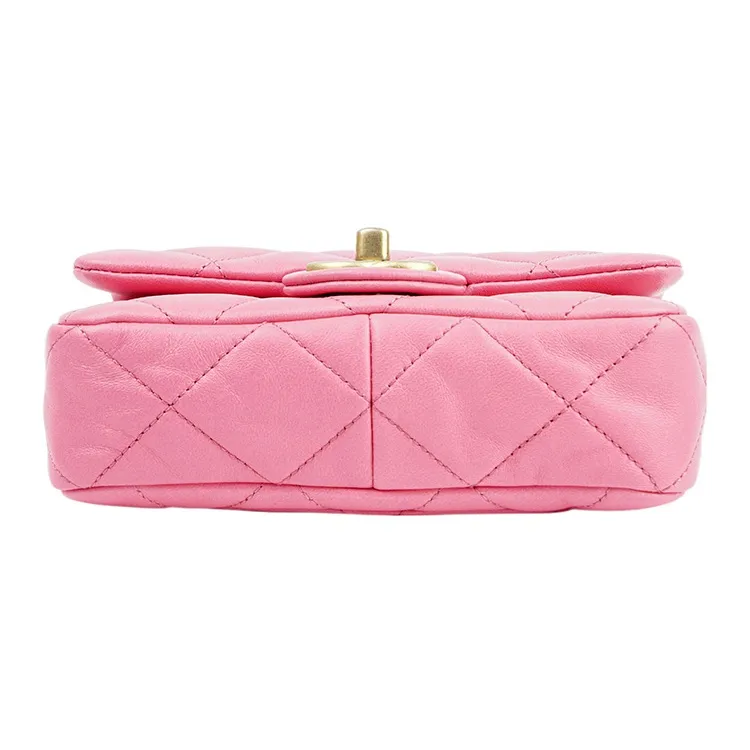 CHANEL 22SS Sheepskin Flap Bag, Shoulder Bag, Crossbody Bag Mini Women's Coral Pink-3
