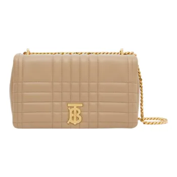 Burberry Lola Lola Bag Lambskin Shoulder Bag Crossbody Bag Medium Size Women's Khaki
