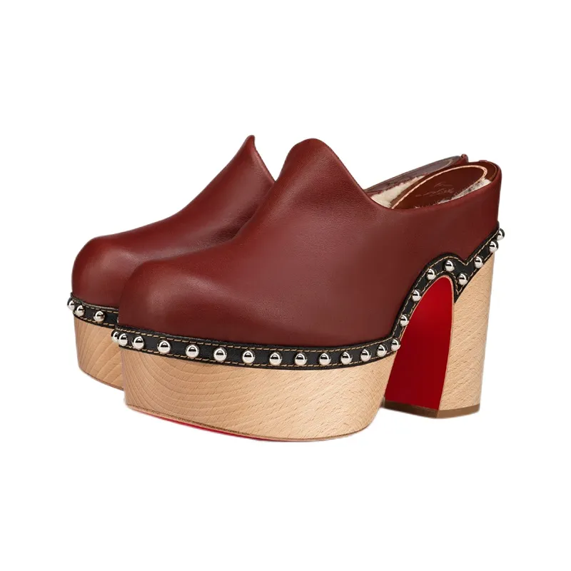 Christian Louboutin Jone 130mm Clog Bourbon Atlas Leather Women's-2