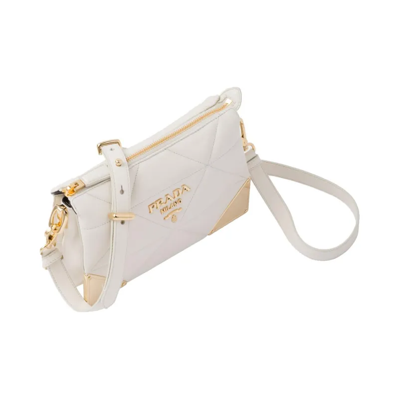 PRADA Nappa Leather Portable Crossbody Bag Shoulder Bag Women's White-2