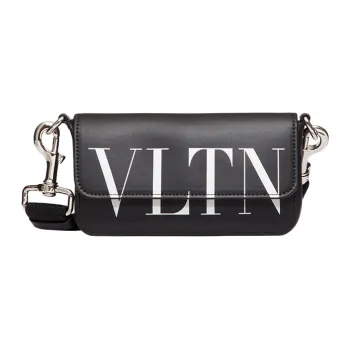 Valentino VLTN Calfskin Cell Phone Pouch Men's Black