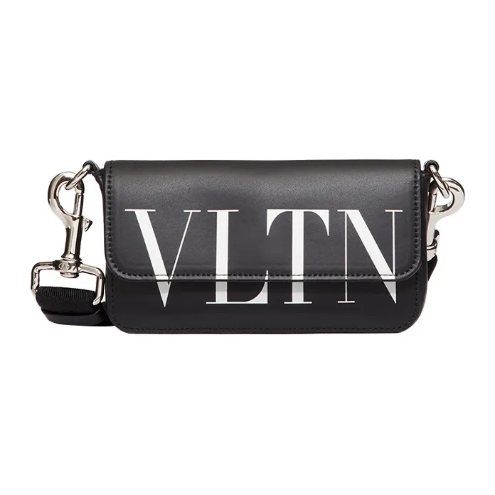 Valentino VLTN Calfskin Cell Phone Pouch Men's Black-0