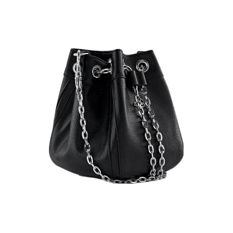 Vivienne Westwood PU Recycled Polyurethane Bucket Bag, Handbag, Shoulder Bag, Crossbody Bag Trumpets Women's Black-1