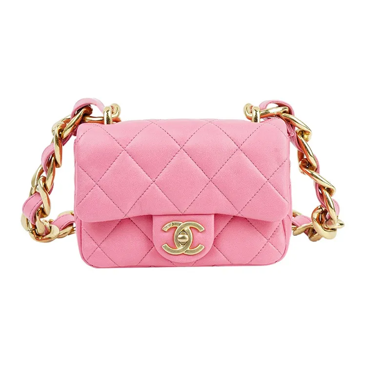 CHANEL 22SS Sheepskin Flap Bag, Shoulder Bag, Crossbody Bag Mini Women's Coral Pink-0